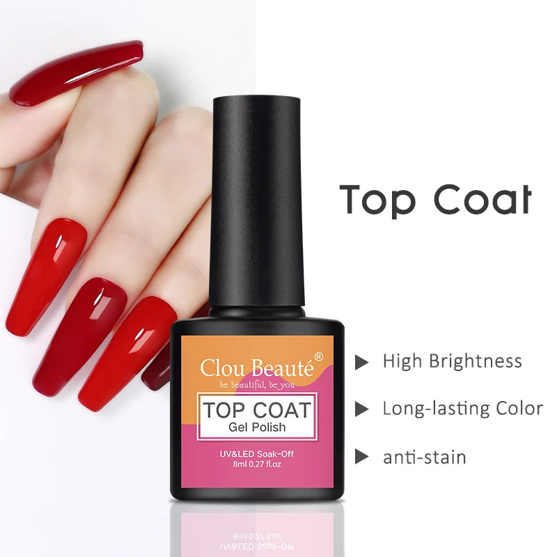 Clou Beaute Transparent French Gel Polish Translucent Nude Pink Red Jelly Glass Milky White Varnish Rainbow Color Nail Art