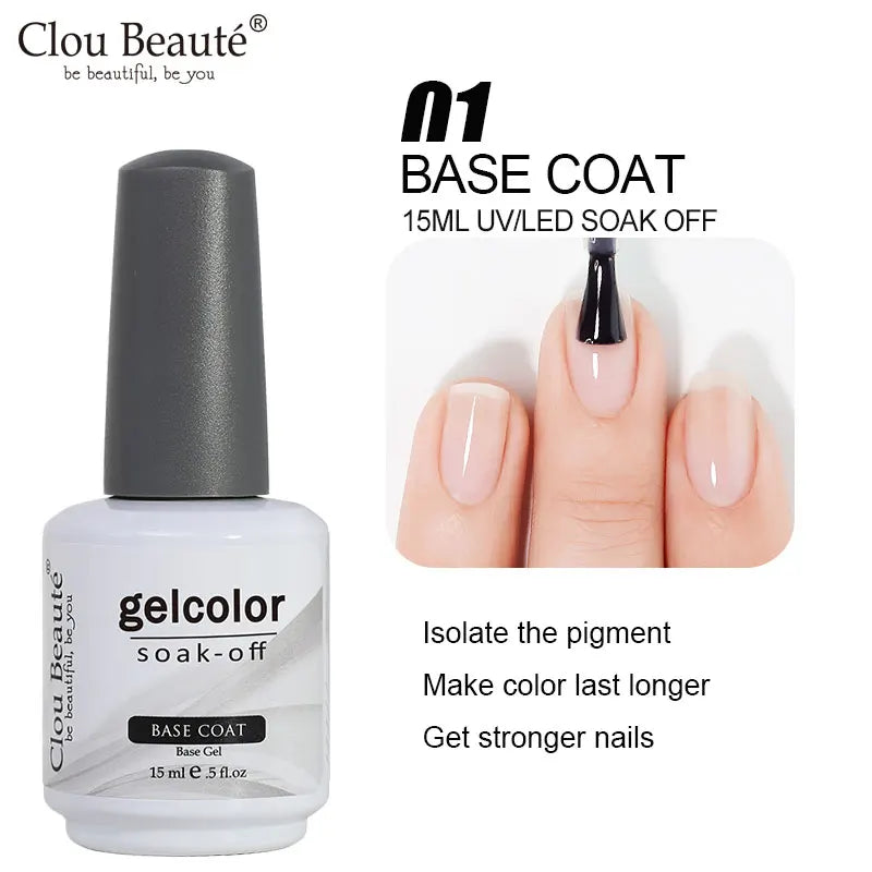 Clou Beaute Matte Velvet Top Coat Semi-permanent Varnish Strong Rubber Base Acid-Free for Gel Polish Blossom Gel Nail Primer