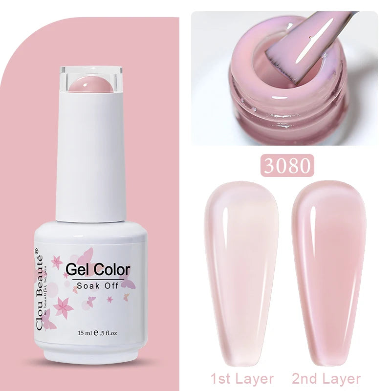 Clou Beaute Jelly Color UV Gel Manicure Summer Pink Nude Gel Nail Rainbow Nail Supplies For Professionals Semi-permanent Varnish