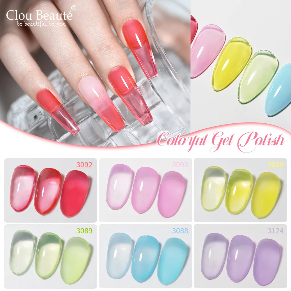 Clou Beaute Transparent French HEMA TPO FREE Gel Nail Polish Translucent Rubby Red Nude Pink Milky White Varnish Color Nail Art