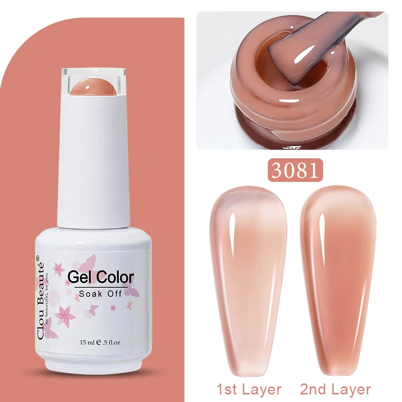 Clou Beaute Jelly Color UV Gel Manicure Summer Pink Nude Gel Nail Rainbow Nail Supplies For Professionals Semi-permanent Varnish