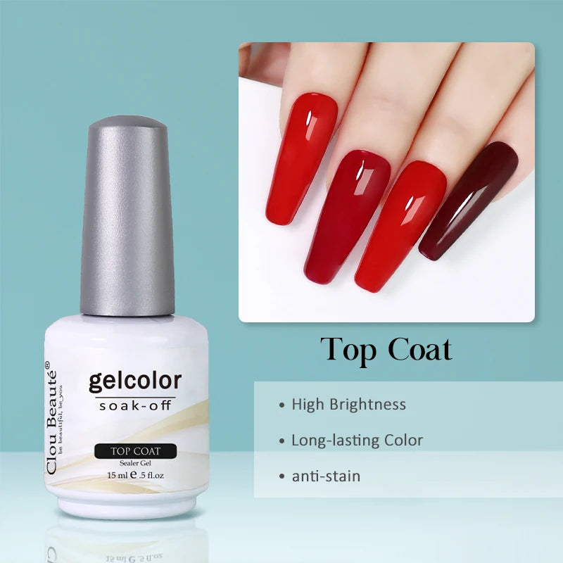 Clou Beaute Transparent French HEMA TPO FREE Gel Nail Polish Translucent Rubby Red Nude Pink Milky White Varnish Color Nail Art