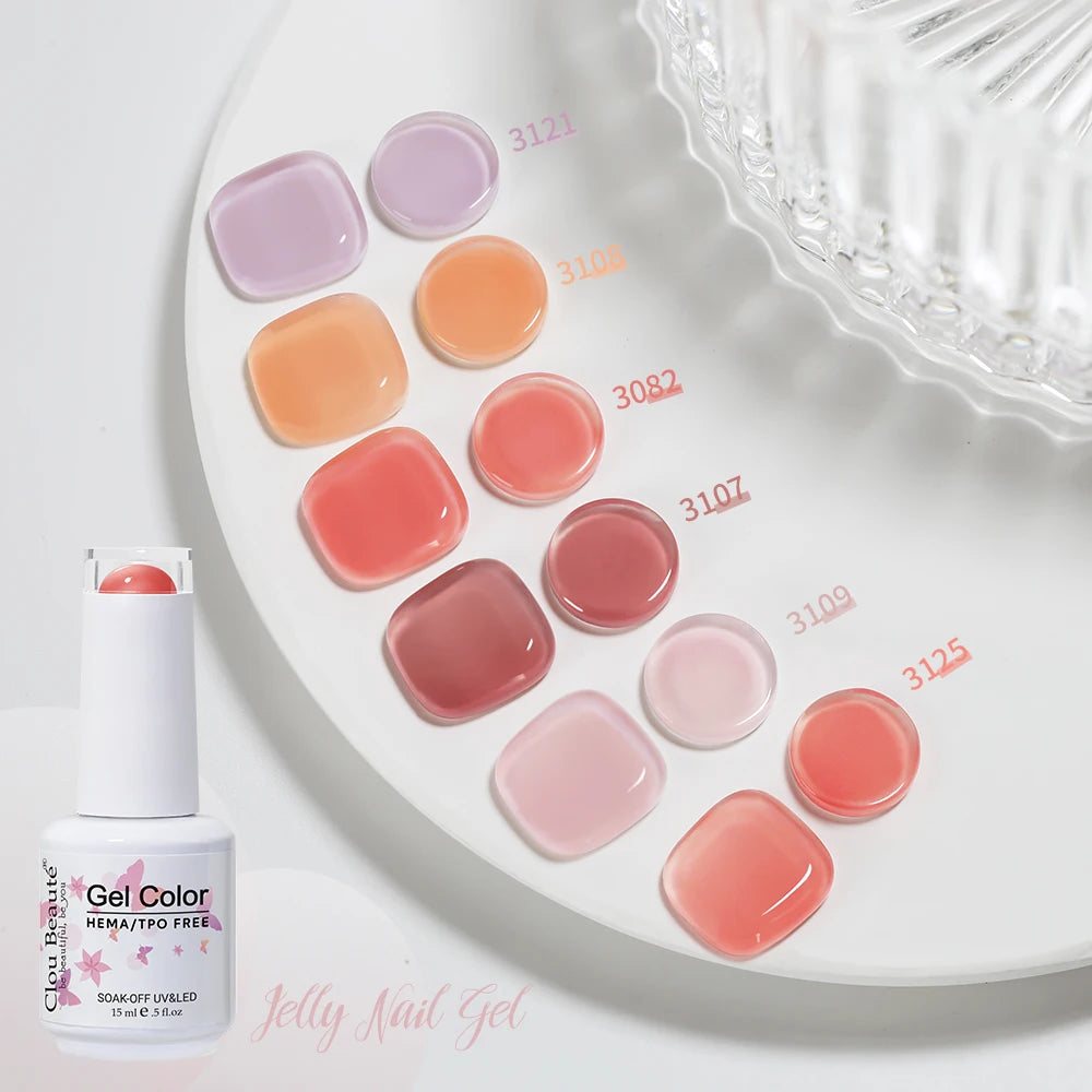 Clou Beaute Transparent French HEMA TPO FREE Gel Nail Polish Translucent Rubby Red Nude Pink Milky White Varnish Color Nail Art