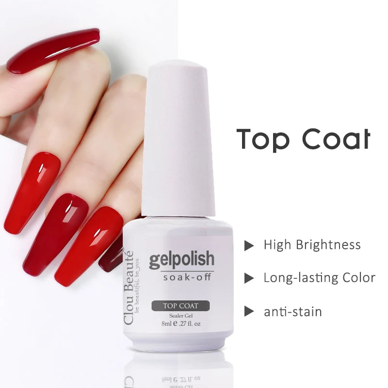 Clou Beaute Transparent French Gel Polish Translucent Nude Pink Red Jelly Glass Milky White Varnish Rainbow Color Nail Art