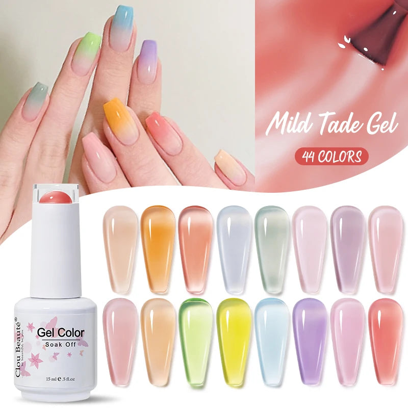 Clou Beaute Jelly Color UV Gel Manicure Summer Pink Nude Gel Nail Rainbow Nail Supplies For Professionals Semi-permanent Varnish