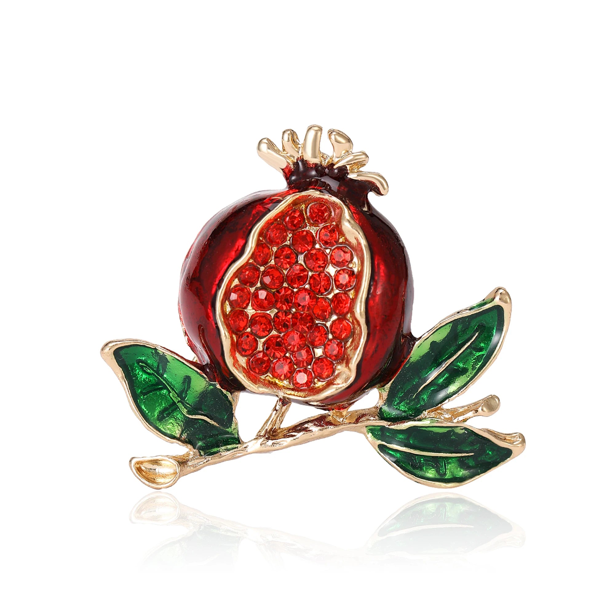Beaut&Berry Enamel Pomegranate Brooches for Women Unisex 3-color Rhinestone fruits Party Casual Brooch Pin Gifts