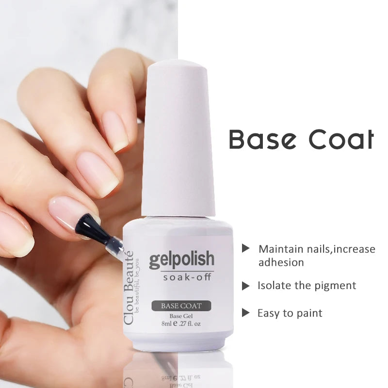 Clou Beaute Transparent French HEMA TPO FREE Gel Nail Polish Translucent Rubby Red Nude Pink Milky White Varnish Color Nail Art