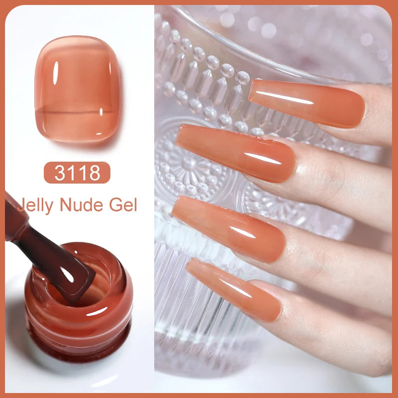 Clou Beaute Transparent French Gel Polish Translucent Nude Pink Red Jelly Glass Milky White Varnish Rainbow Color Nail Art
