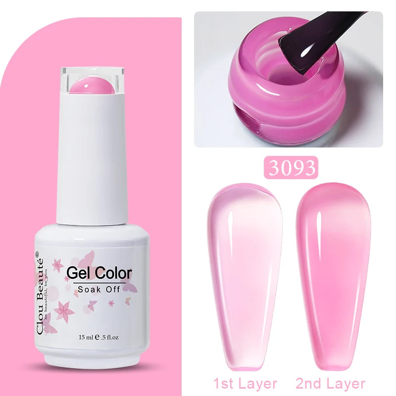 Clou Beaute Jelly Color UV Gel Manicure Summer Pink Nude Gel Nail Rainbow Nail Supplies For Professionals Semi-permanent Varnish