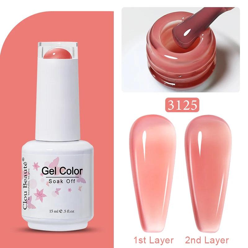 Clou Beaute Jelly Color UV Gel Manicure Summer Pink Nude Gel Nail Rainbow Nail Supplies For Professionals Semi-permanent Varnish