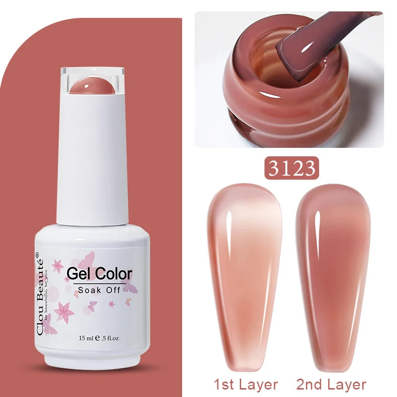 Clou Beaute Jelly Color UV Gel Manicure Summer Pink Nude Gel Nail Rainbow Nail Supplies For Professionals Semi-permanent Varnish
