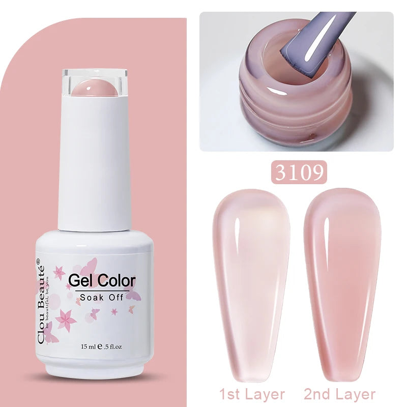 Clou Beaute Jelly Color UV Gel Manicure Summer Pink Nude Gel Nail Rainbow Nail Supplies For Professionals Semi-permanent Varnish