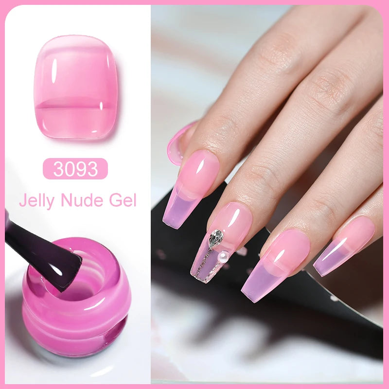Clou Beaute Transparent French Gel Polish Translucent Nude Pink Red Jelly Glass Milky White Varnish Rainbow Color Nail Art