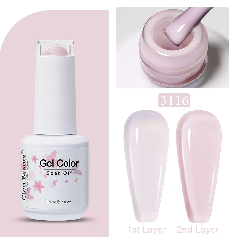 Clou Beaute Jelly Color UV Gel Manicure Summer Pink Nude Gel Nail Rainbow Nail Supplies For Professionals Semi-permanent Varnish