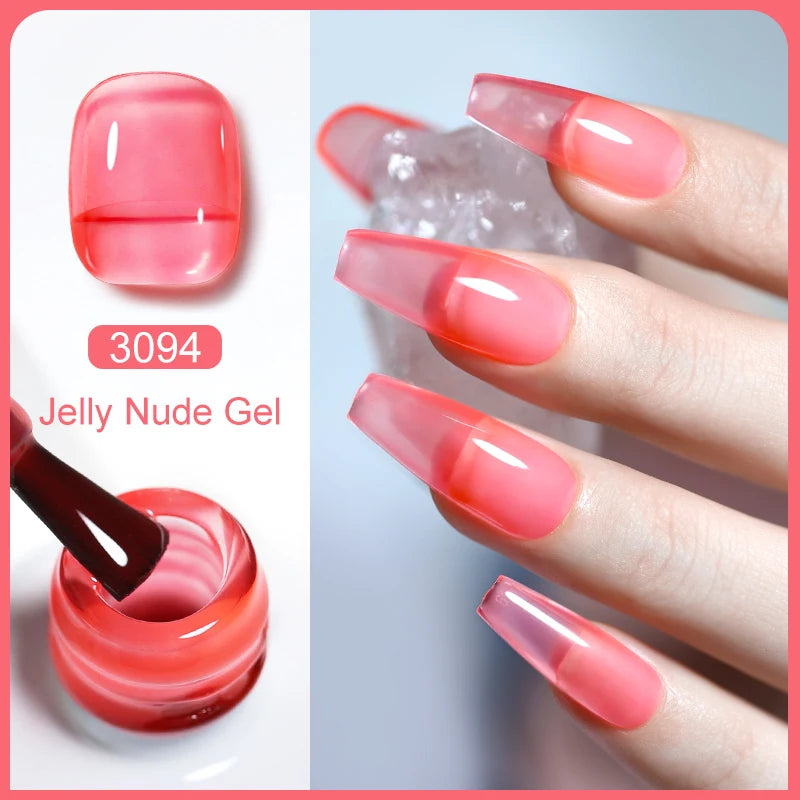 Clou Beaute Transparent French Gel Polish Translucent Nude Pink Red Jelly Glass Milky White Varnish Rainbow Color Nail Art