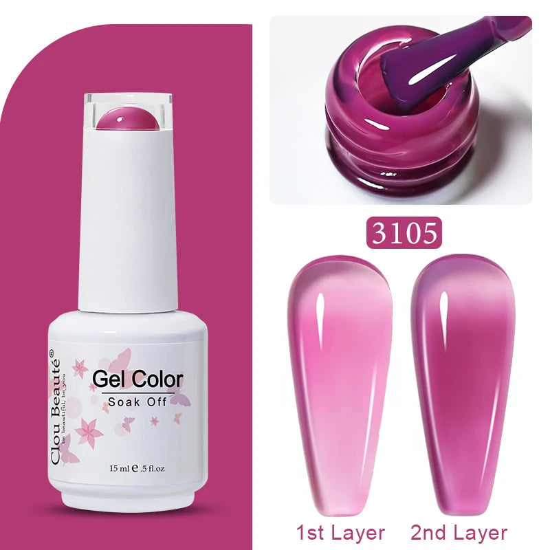 Clou Beaute Jelly Color UV Gel Manicure Summer Pink Nude Gel Nail Rainbow Nail Supplies For Professionals Semi-permanent Varnish