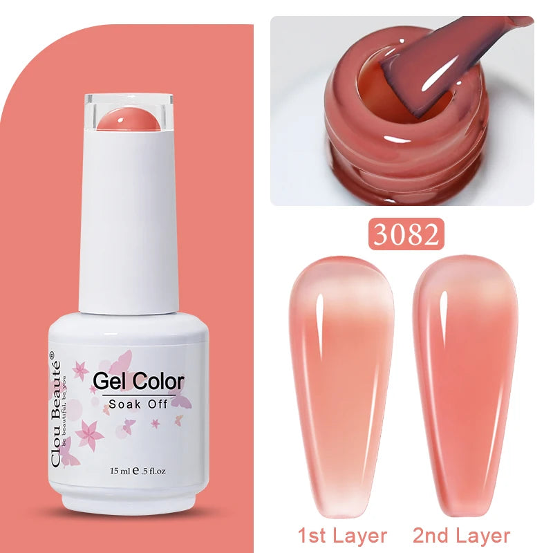 Clou Beaute Jelly Color UV Gel Manicure Summer Pink Nude Gel Nail Rainbow Nail Supplies For Professionals Semi-permanent Varnish