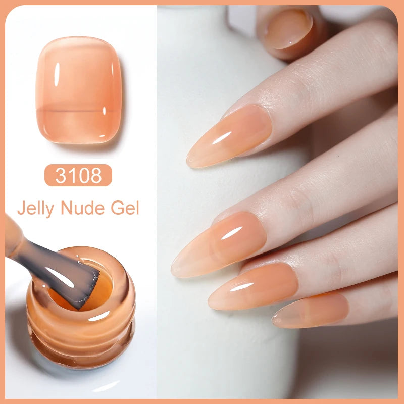 Clou Beaute Transparent French Gel Polish Translucent Nude Pink Red Jelly Glass Milky White Varnish Rainbow Color Nail Art