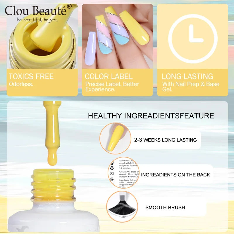 Clou Beaute Jelly Color UV Gel Manicure Summer Pink Nude Gel Nail Rainbow Nail Supplies For Professionals Semi-permanent Varnish
