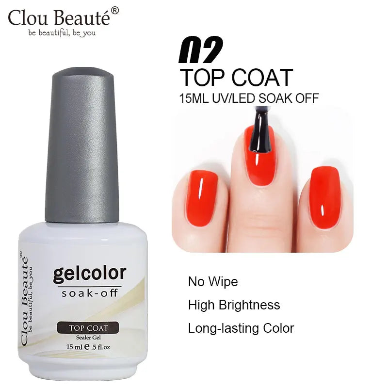 Clou Beaute Matte Velvet Top Coat Semi-permanent Varnish Strong Rubber Base Acid-Free for Gel Polish Blossom Gel Nail Primer