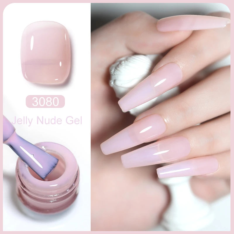 Clou Beaute Transparent French Gel Polish Translucent Nude Pink Red Jelly Glass Milky White Varnish Rainbow Color Nail Art