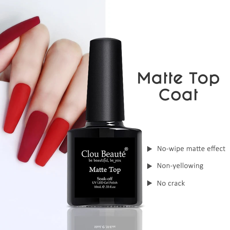 Clou Beaute Matte Velvet Top Coat Semi-permanent Varnish Strong Rubber Base Acid-Free for Gel Polish Blossom Gel Nail Primer