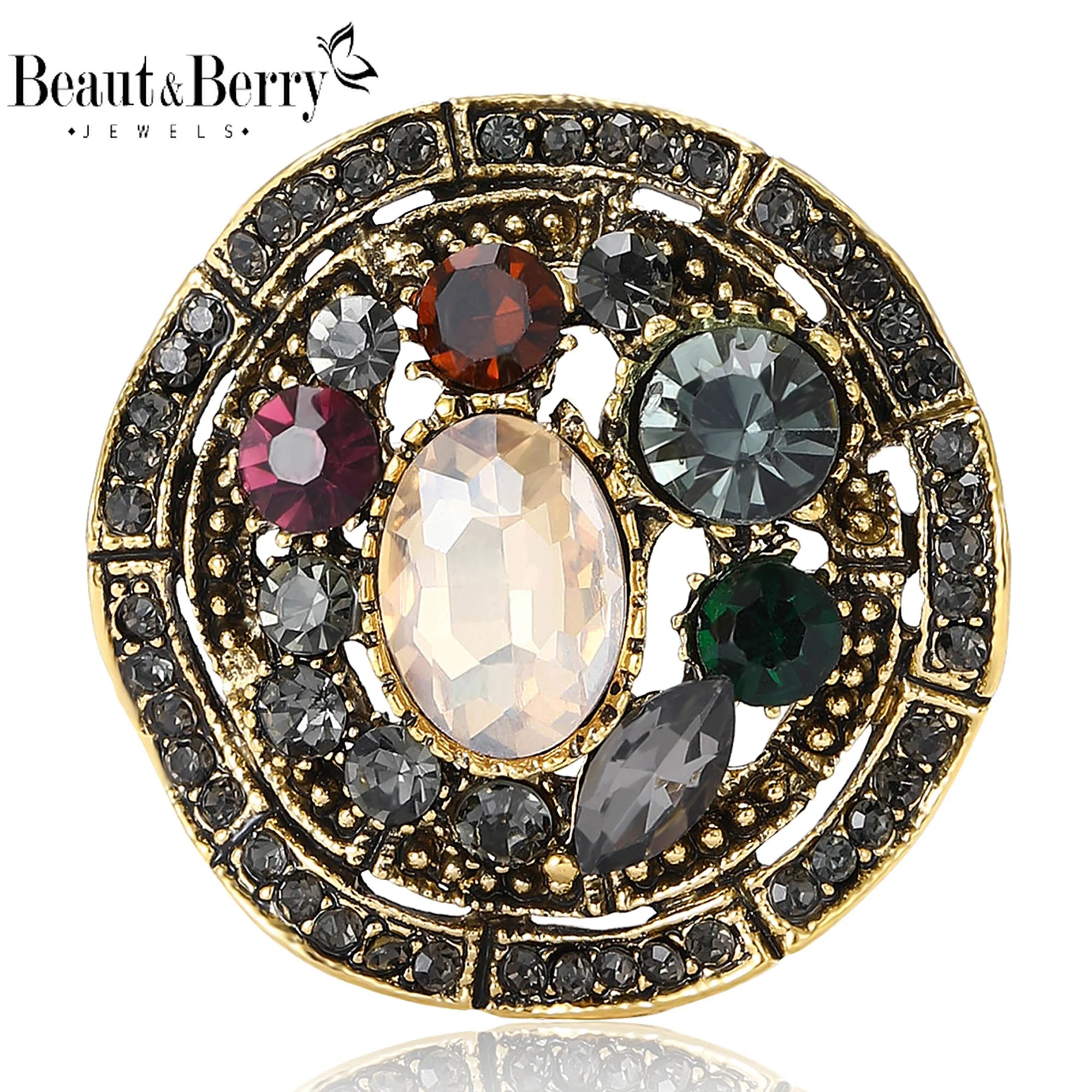Beaut&Berry Luxury Crystal Baroque Brooches for Women Vintage Court Pins Casual Party Accessories New Gifts Friends Decoration