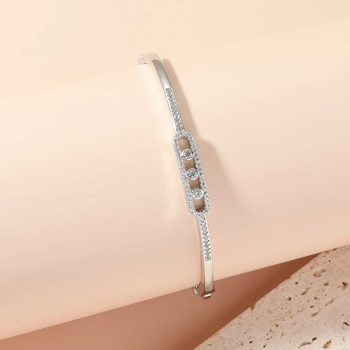 Beaut&Berry Luxurious 18k Gold Plated Bracelet for Women and Men Style Copper Zircon Bangle 2-color for Wife and Friends Gifts