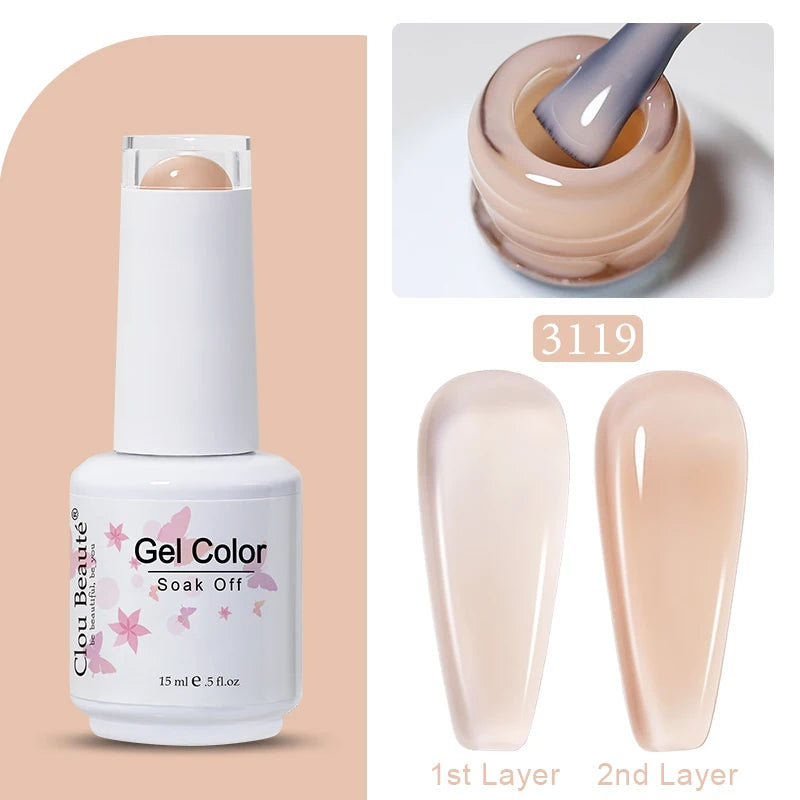 Clou Beaute Jelly Color UV Gel Manicure Summer Pink Nude Gel Nail Rainbow Nail Supplies For Professionals Semi-permanent Varnish