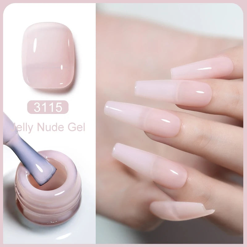 Clou Beaute Transparent French Gel Polish Translucent Nude Pink Red Jelly Glass Milky White Varnish Rainbow Color Nail Art
