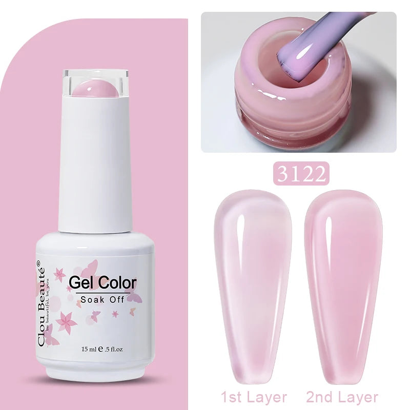 Clou Beaute Jelly Color UV Gel Manicure Summer Pink Nude Gel Nail Rainbow Nail Supplies For Professionals Semi-permanent Varnish
