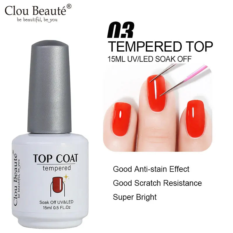 Clou Beaute Matte Velvet Top Coat Semi-permanent Varnish Strong Rubber Base Acid-Free for Gel Polish Blossom Gel Nail Primer