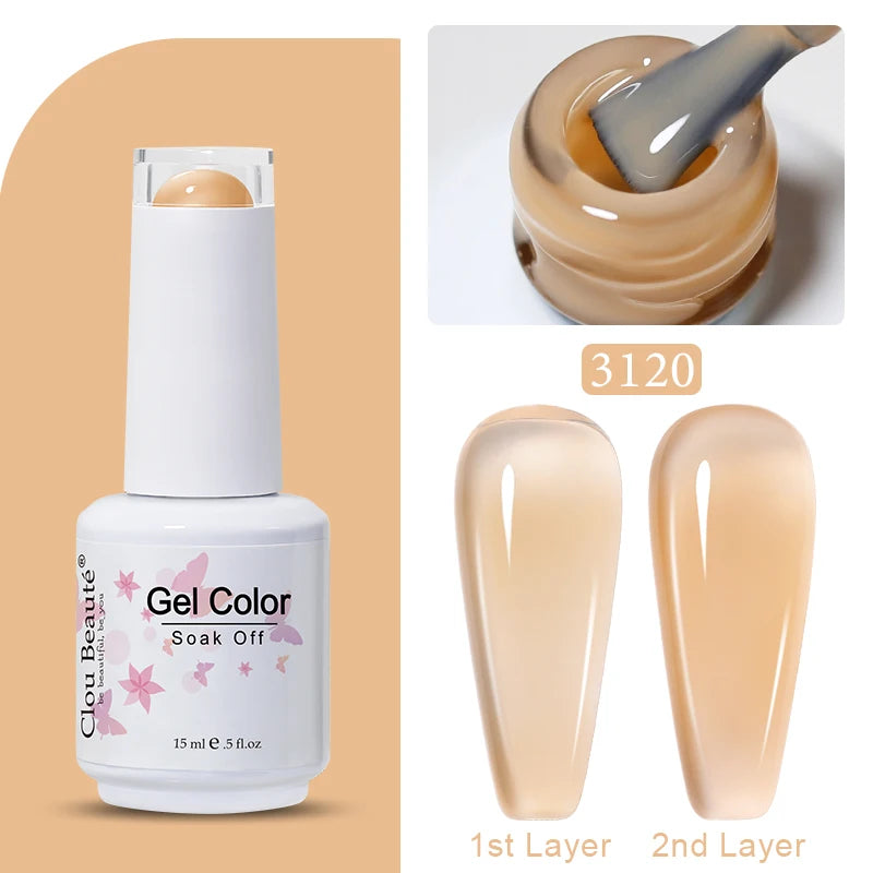Clou Beaute Jelly Color UV Gel Manicure Summer Pink Nude Gel Nail Rainbow Nail Supplies For Professionals Semi-permanent Varnish