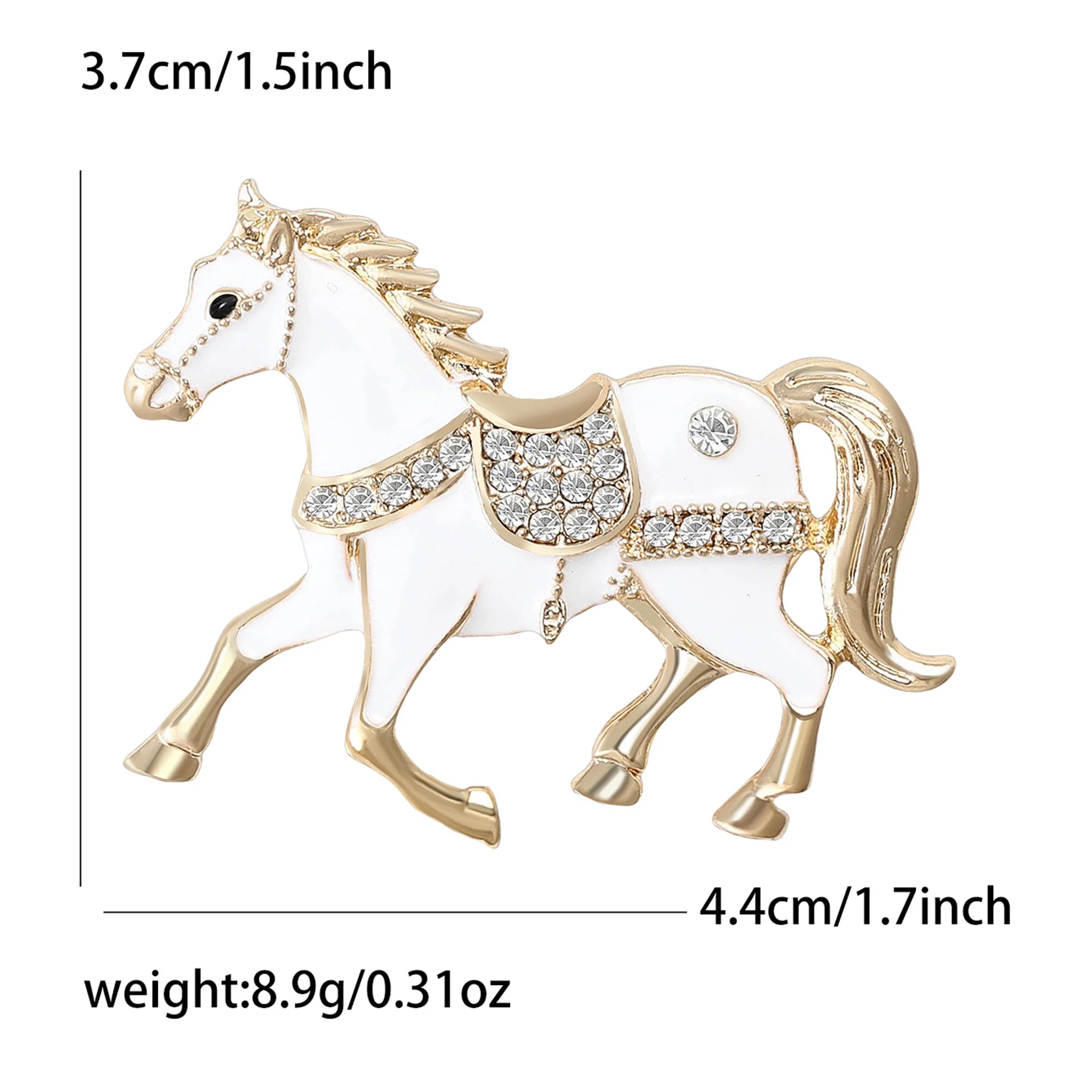 Beaut&Berry Classic Rhinestone Horse Brooches for Women Zodiac Animal Lapel Pins Casual Party Accessories New Year Gifts Friends