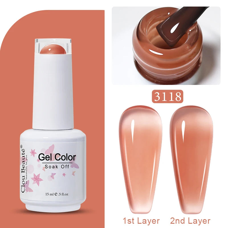 Clou Beaute Jelly Color UV Gel Manicure Summer Pink Nude Gel Nail Rainbow Nail Supplies For Professionals Semi-permanent Varnish