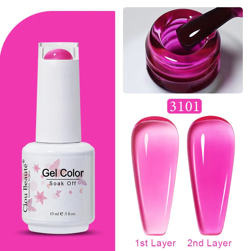Clou Beaute Jelly Color UV Gel Manicure Summer Pink Nude Gel Nail Rainbow Nail Supplies For Professionals Semi-permanent Varnish