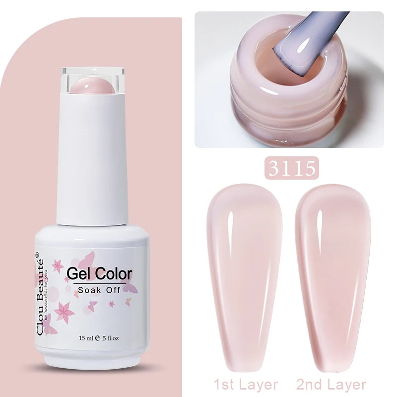 Clou Beaute Jelly Color UV Gel Manicure Summer Pink Nude Gel Nail Rainbow Nail Supplies For Professionals Semi-permanent Varnish