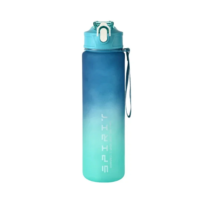 800ml/27oz Large Capacity Sports Water Bottle Leak Proof Plastic Drinking Cup With Time Scale Suitable For Travel Fitness Sports